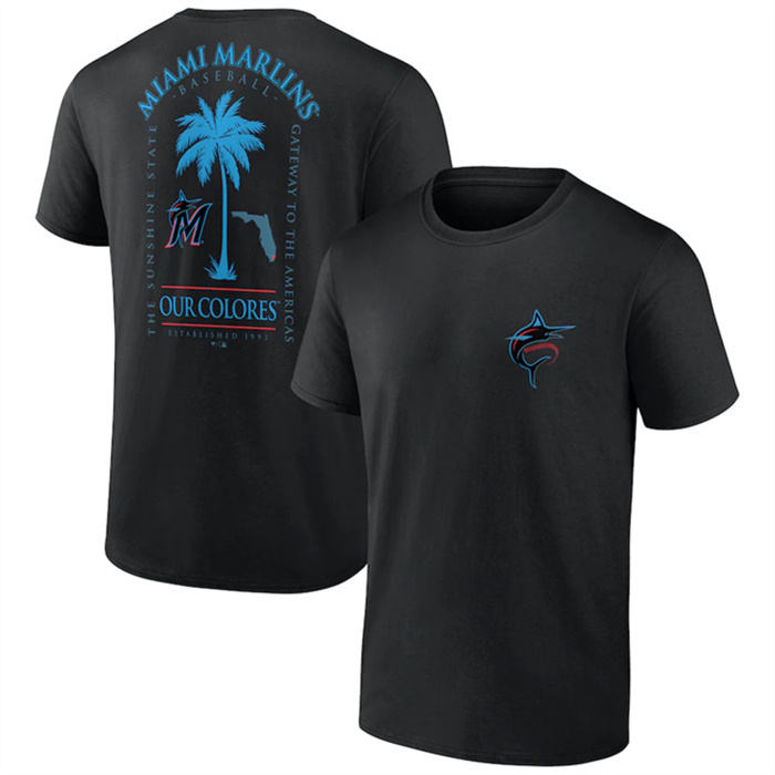 Men's Miami Marlins Black Iconic Bring It T-Shirt Men's Miami Marlins Black Iconic Bring It T-Shirt